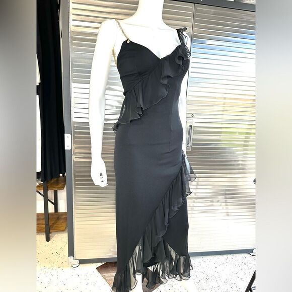 Jiki Monte Carlo France Sheer Ruffle Crystal Statement Formal Dress 4 - Picture 1 of 11